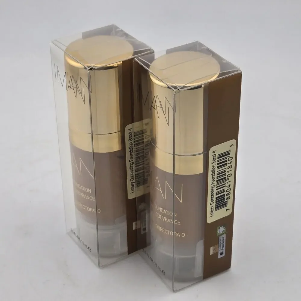 IMAN Luxury Concealing Foundation SAND 4 Set Of 2 NIB Sealed Paraben Free 0.5 oz